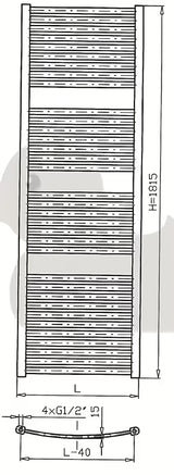 Bel kombiniran cevni radiator Thermal Trend KM 75x181,5 cm, primeren za kopalnico