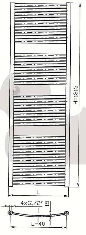 Bel kombiniran cevni radiator Thermal Trend KM 75x181,5 cm, primeren za kopalnico