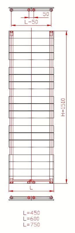Kombiniran radiator Thermal Trend Viktor 151x60 cm u antracit boji pro za kupaonicu i sušenje ručnika.