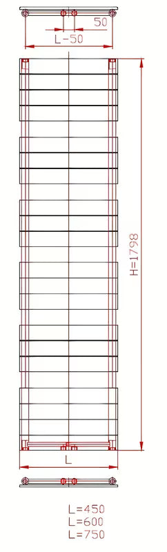 Kombiniran radiator Thermal Trend Viktor 179x60 cm u antracit boji pro za grijanje i sušenje ručnika.