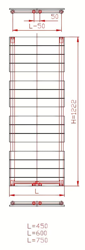 Kombiniran radiator Thermal Trend Viktor 122x60 cm v antracitni barvi pro kopalnico