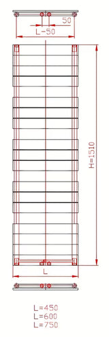 Kombiniran radiator Thermal Trend Viktor 151x60 cm v antracitni barvi pro kopalnico in sušenje brisač.