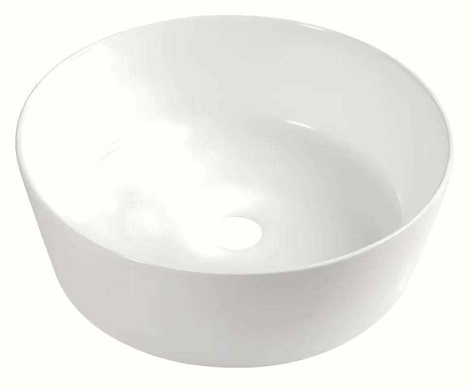 Beli umivalnik na ploščo Triomini Slim 40x40 cm iz tankostenske keramike z nežno valovitimi robovi