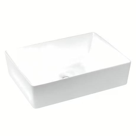 Bel kvadraten umivalnik na ploščo Triomini Slim iz tanke keramike, 55 x 39 cm