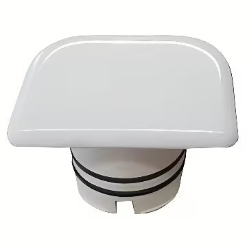 Bel plastični regulator pretoka vitra RimEX kot rezervni del pro za splakovalni sistem WC školjka.