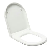 Bela WC deska Vitra Integra iz duroplasta z mehko Zapiranje Soft Close in kovinskimi tečaji s skritim pritrjevanjem.