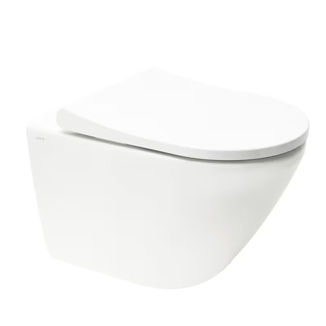 Viseča WC Školjka vitra Integra v beli barvi z Rim-Ex brez splakovalnega kroga in sedežem mehko Zapiranje Soft Close.