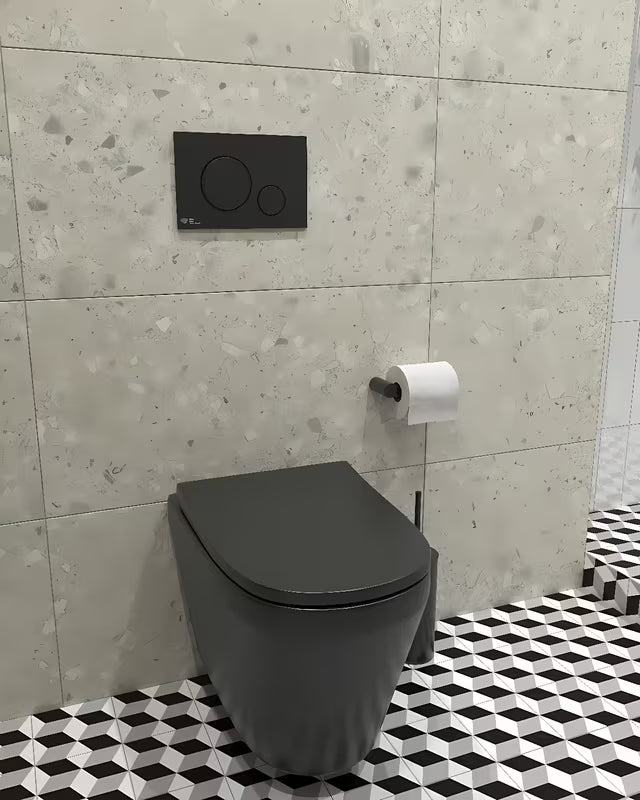 Črna viseča WC školjka vitra Integra s wc desko mehko Zapiranje Soft Close in splakovanjem Rim-Ex