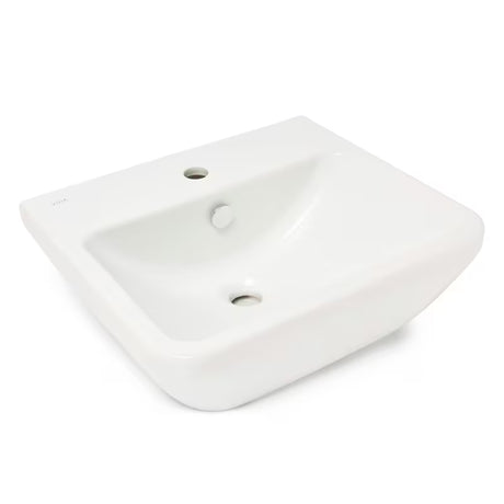 Viseči umivalnik Vitra Integra 50x43 cm z odprtino pro za armaturo na sredini v beli barvi.