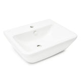 Beli viseče keramični umivalnik vitra Integra 55x45 cm z odprtino pro za armaturo na sredini in prelivom.