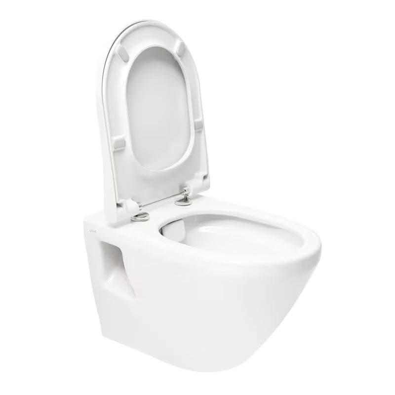 Bel viseča WC školjka vitra Integra brez splakovalnega kroga s tehnologijo Rim-Ex in sedežem mehko Zapiranje Soft Close.