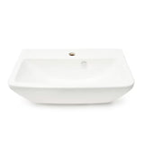 Beli viseči umivalnik Vitra Integra 60x36 cm iz keramike z odprtino pro za armaturo na sredini in prelivom.