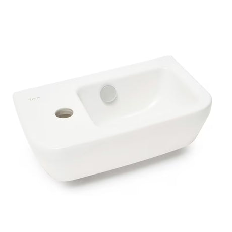 Bel keramični umivalnik Vitra Integra 37x22 cm z odprtino pro za armaturo levo, v sijajni izvedbi
