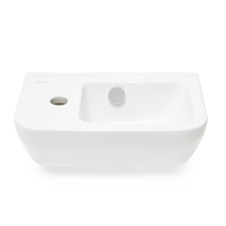 Bel keramični umivalnik Vitra Integra 37x22 cm z odprtino pro za armaturo levo, v sijajni izvedbi