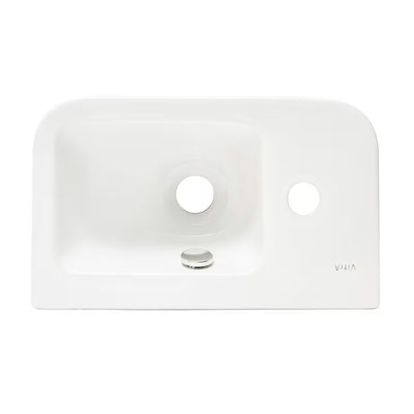 Bel keramični umivalnik Vitra Integra 37x22 cm z odprtino pro za armaturo levo, v sijajni izvedbi