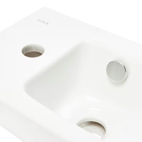 Bel keramični umivalnik Vitra Integra 37x22 cm z odprtino pro za armaturo levo, v sijajni izvedbi
