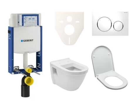 Viseči WC set vitra Integra z modulom za vzidavo, splakovalnikom Geberit in belo splakovalno tipko