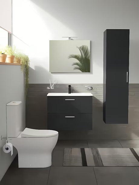 Koupalniški sestav Vitra Mia 79 x 39,5 cm u antracit boji s ormarićem, umivaonikom, ogledalom i LED rasvjetom.