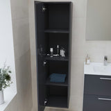 Antracitni viseča visoka kopalniška omarica vitra Mia s vratima i unutarnjim policama