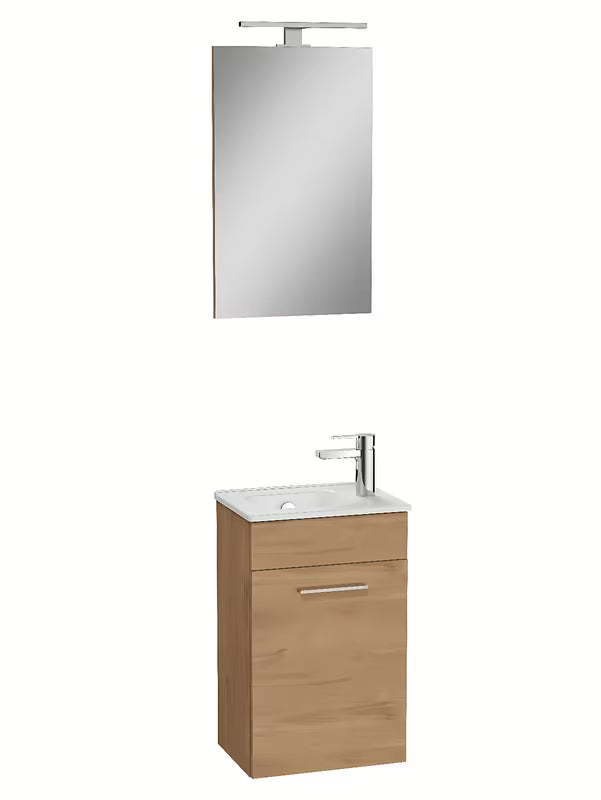 Kompaktni koupalniški sestav Vitra Mia 39x28 cm v dekorju zlati hrast z omarico, umivalnikom in ogledalom