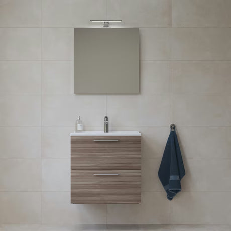 Koupalniški sestav Vitra Mia 59 x 39,5 cm v dekorju cordoba z omarico, umivalnikom, ogledalom in LED osvetlitvijo