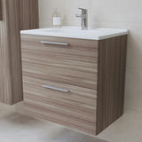 Koupalniški sestav Vitra Mia 59 x 39,5 cm v dekorju cordoba z omarico, umivalnikom, ogledalom in LED osvetlitvijo