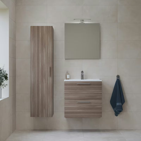 Koupalniški sestav Vitra Mia 59 x 39,5 cm v dekorju cordoba z omarico, umivalnikom, ogledalom in LED osvetlitvijo