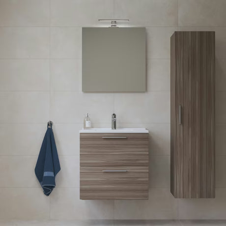 Koupalniški sestav Vitra Mia 59 x 39,5 cm v dekorju cordoba z omarico, umivalnikom, ogledalom in LED osvetlitvijo
