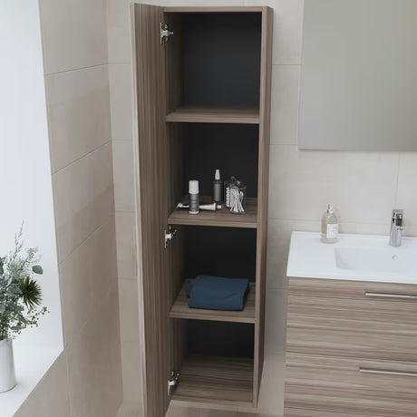 Visoka viseča kopalniška omarica vitra Mia 35x35x145 cm v dekorju cordoba z vrati in policami.