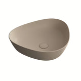 Keramični umivalnik na ploščo Vitra Nuo 46,5 x 39,5 cm v barvi clay beige brez odprtine za armaturo.