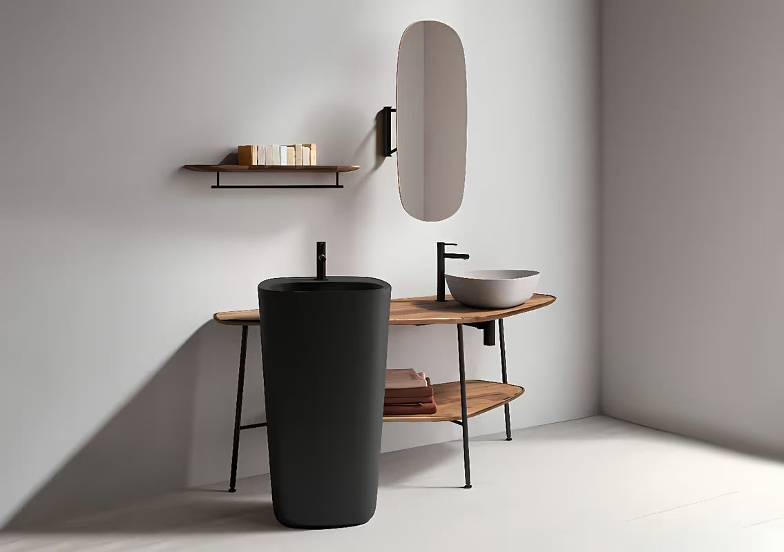 Keramični umivalnik na ploščo Vitra Nuo 46,5 x 39,5 cm v barvi clay beige brez odprtine za armaturo.
