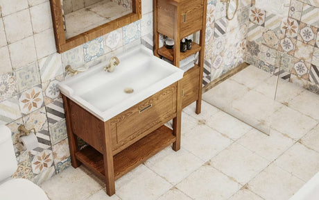 Bel keramični viseči umivalnik Vitra Ricordi 80 x 53 cm z odprtino pro za armaturo na sredini in prelivom.
