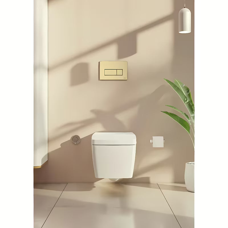 Upravljalna splakovalna tipka Vitra Root Square v brušeni zlati barvi z mat površino