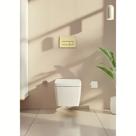 Upravljalna splakovalna tipka Vitra Root Square v brušeni zlati barvi z mat površino