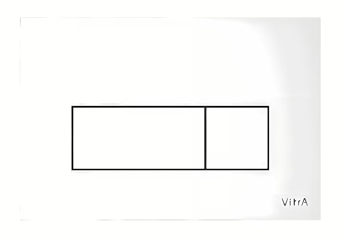 Bijele sjajne aktivirna tipka Vitra Root Square od plastike pro vodokotlića vitra s dvokoličinskim ispiranjem.