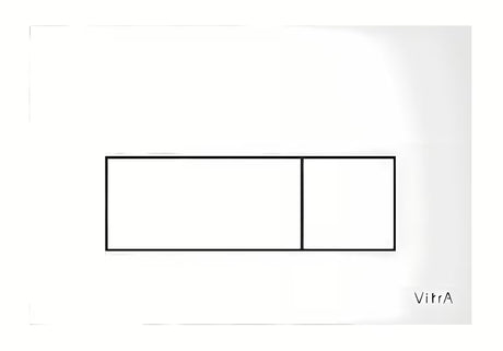 Bijele sjajne aktivirna tipka Vitra Root Square od plastike pro vodokotlića vitra s dvokoličinskim ispiranjem.