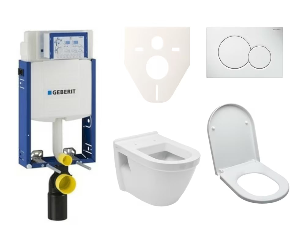 Viseči WC set vitra Integra za vzidavo s splakovalnikom Geberit Kombifix in belim tipkalom