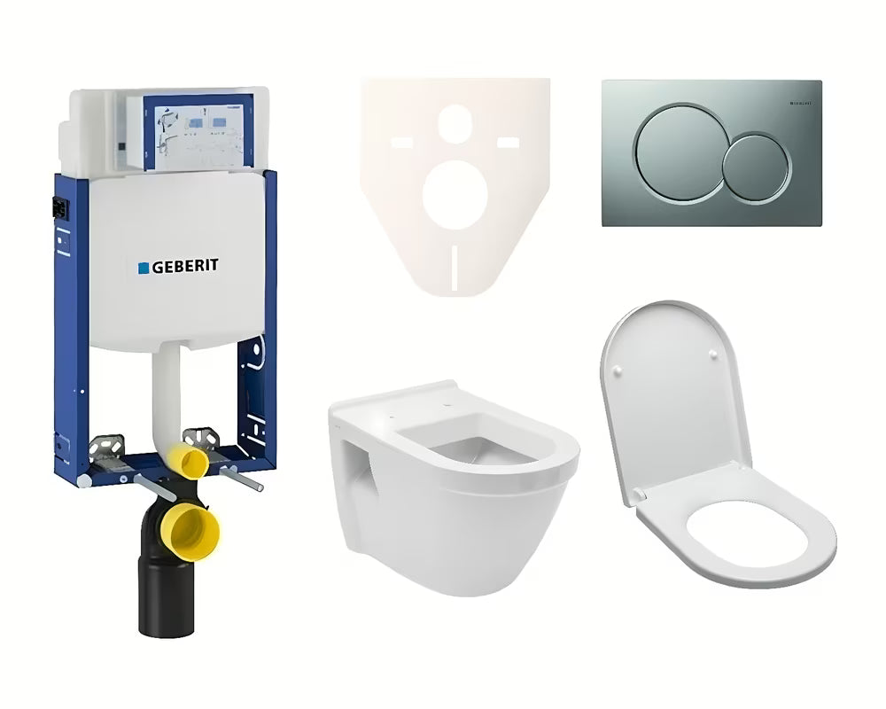 Viseči WC set Vitra Integra z modulom za vzidavo in splakovalnikom Geberit pro za sodobno kopalnico.