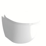 Beli viseča WC školjka vitra Shift brez splakovalnega kroga z ovalno zasnovo in skritim pritrjevanjem.