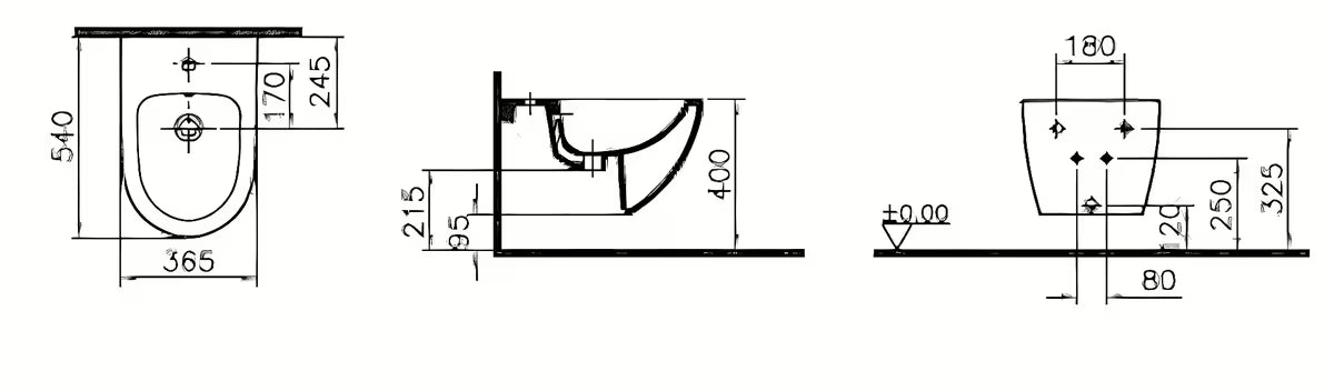 Bijeli viseči bide vitra Shift sa skrivenim pričvršćenjem keramike, bez vidljivih poklopaca i otvora.