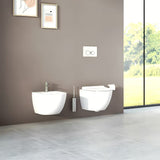 Bijeli viseči bide vitra Shift sa skrivenim pričvršćenjem keramike, bez vidljivih poklopaca i otvora.