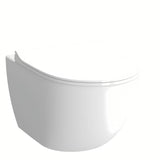 Beli viseča WC školjka vitra Shift brez splakovalnega kroga s skritim pritrjevanjem in zaobljeno obliko.