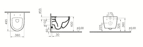 Bijeli viseča WC školjka vitra Shift brez splakovalnega kroga ovalnog dizajna i sa skrivenim pričvršćenjem.