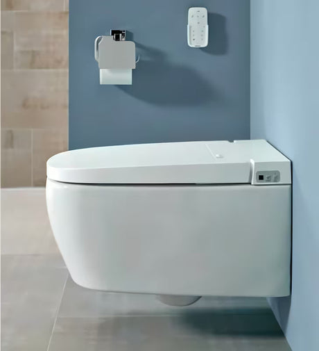 Beli pametni WC školjka z Bidejem vitra V-Care z ogrevanim sedežem in funkcijo prhe