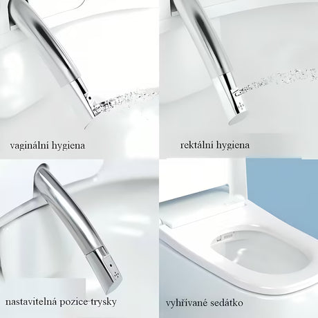 Beli pametni WC školjka z Bidejem vitra V-Care z ogrevanim sedežem in funkcijo prhe