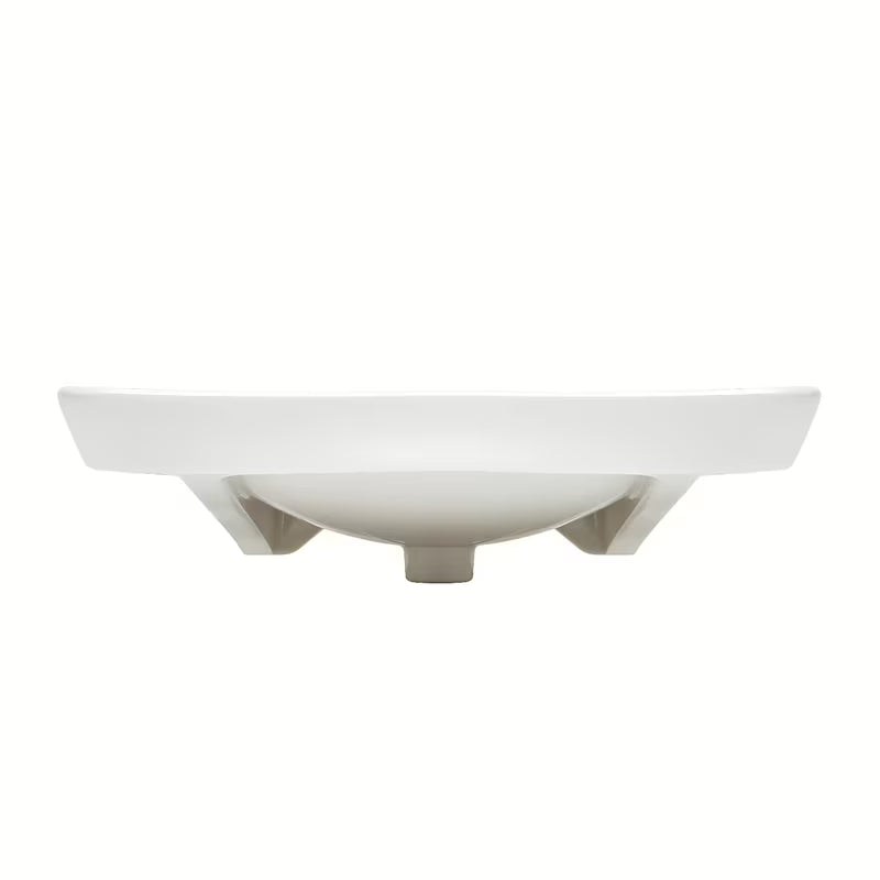 Bijeli za invalide viseči umivalnik Vitra od keramike s preljevom i otvorom pro slavinu u sredini