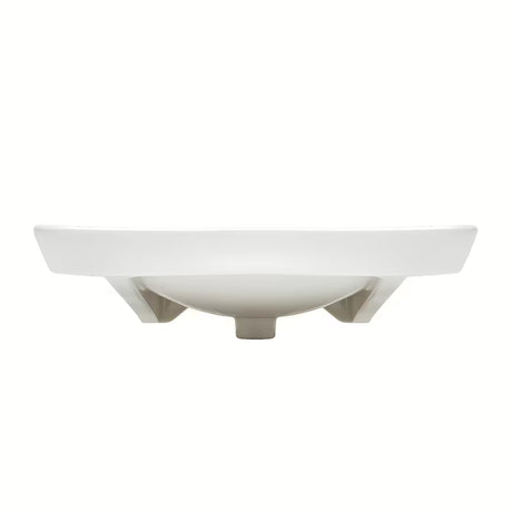 Bijeli za invalide viseči umivalnik Vitra od keramike s preljevom i otvorom pro slavinu u sredini