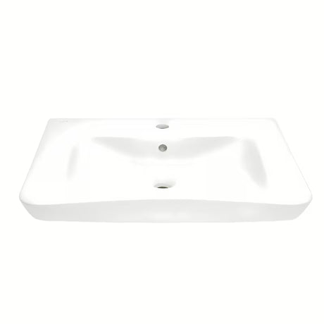 Bijeli viseče za invalide umivaonik Vitra 65x56 cm od keramike s preljevom i otvorom pro slavinu u sredini.