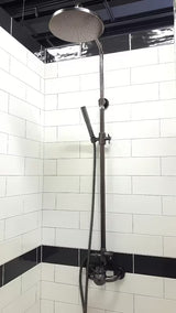 Tušni sistem WF Industrial v obdelavi oljno brušen bron z nadglavno prho 20 cm