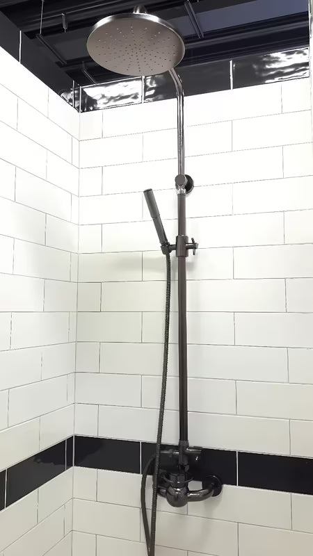 Tušni sistem WF Industrial v obdelavi oljno brušen bron z nadglavno prho 20 cm